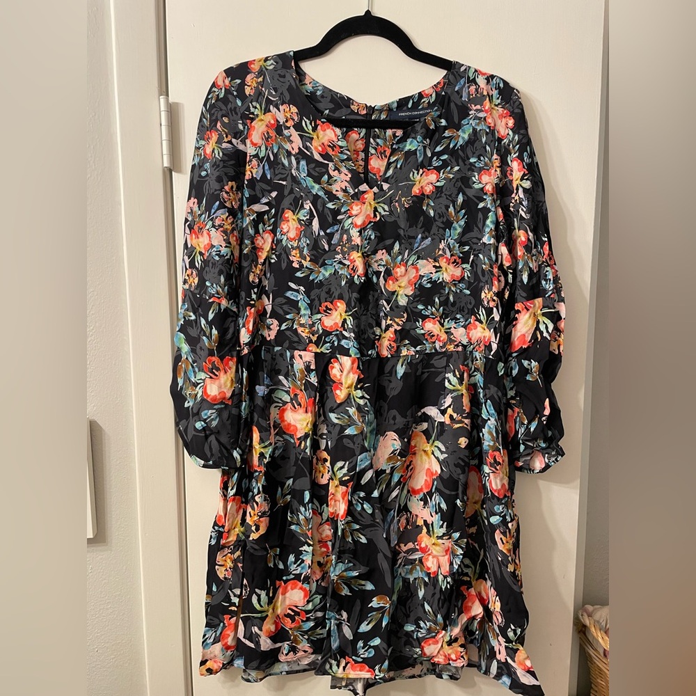 French Connection V-neck Multicolor Floral Fit & Flare Dress